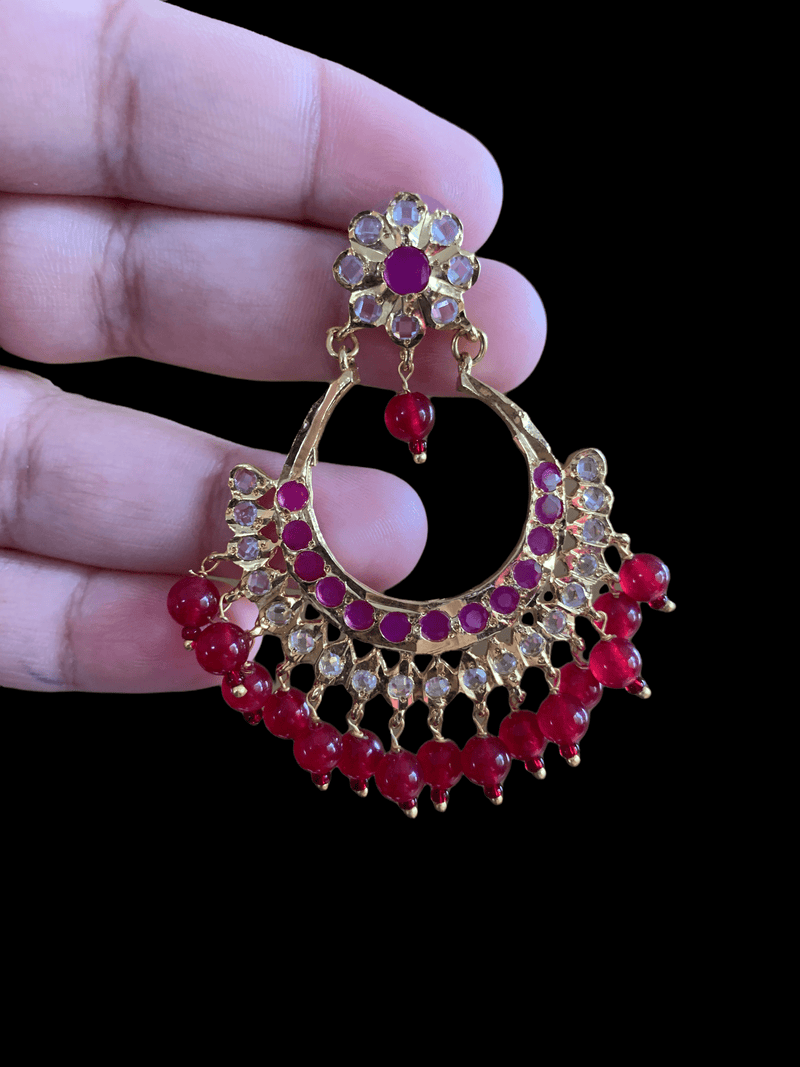 DER60 Anaita Hyderabadi chandbali in rubies (READY TO SHIP)