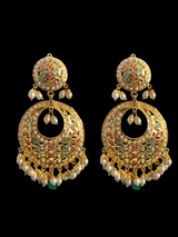 DJET26 sitara punjabi Jadau earring tika in Navratan ( READY TO SHIP)