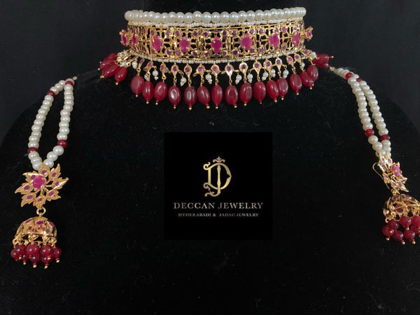 Jadavi lacha in ruby beads ( READY TO SHIP )