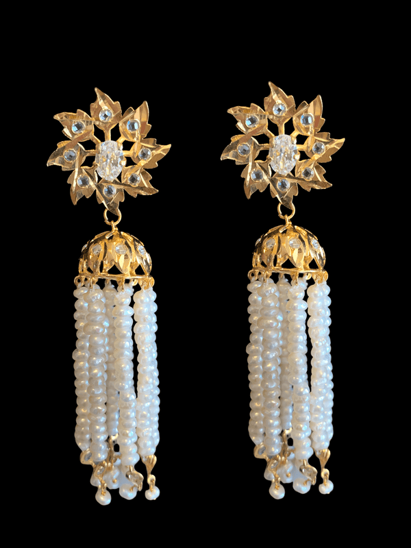 Roosa jhumka ( fresh water pearls  )( READY TO SHIP)