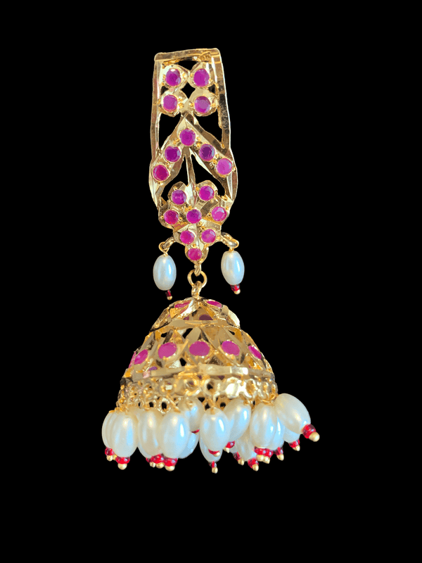 DER117 rooha jhumkas in rubies ( SHIPS IN 4 WEEKS )