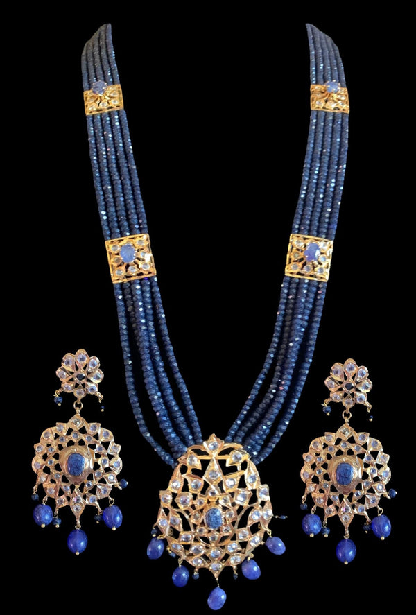 LN40 Hyderabadi Rani haar in sapphire beads and stones ( SHIPS IN 4 WEEKS  )