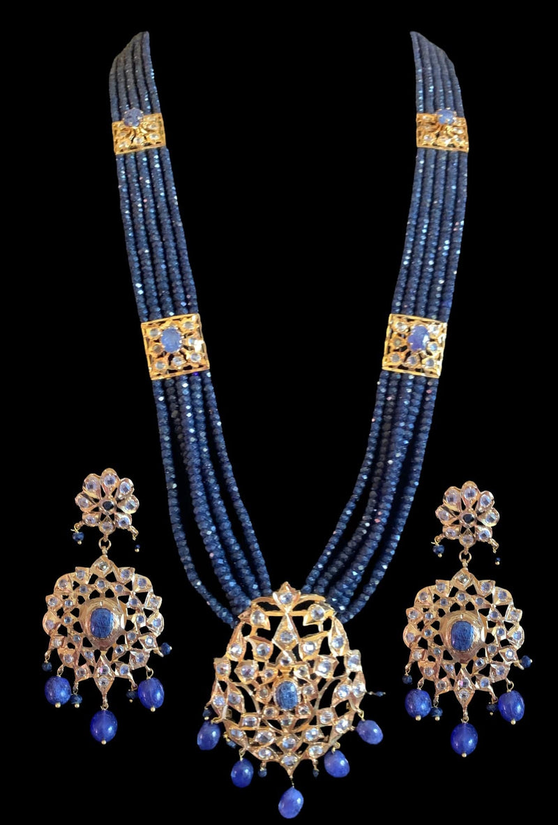 LN40 Hyderabadi Rani haar in sapphire beads and stones (READY TO SHIP )