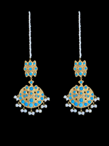 DJET30 Reza gold plated turquoise with fresh water pearls earrings tika ( READY TO SHIP)