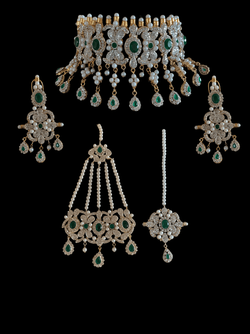 BR69 Nilofar bridal set in emeralds  ( SHIPS IN 3 WEEKS  )