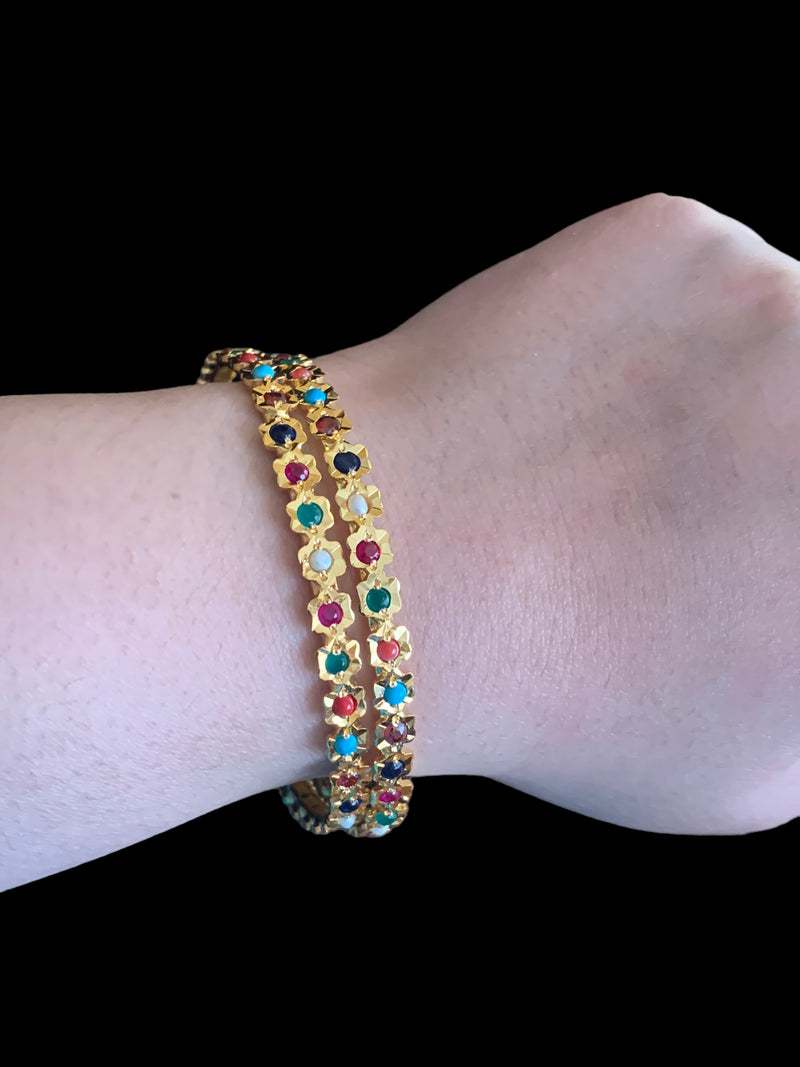 Order multicolor bracelet of navratna - oval shaped online @Best price -  Rudra Centre