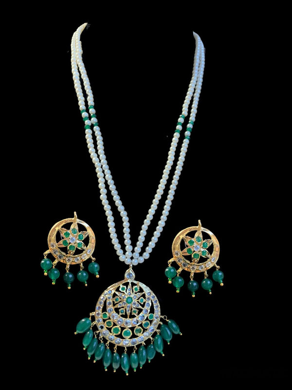 PS348 Amara Hyderabadi pendant set with earrings(READY TO SHIP )