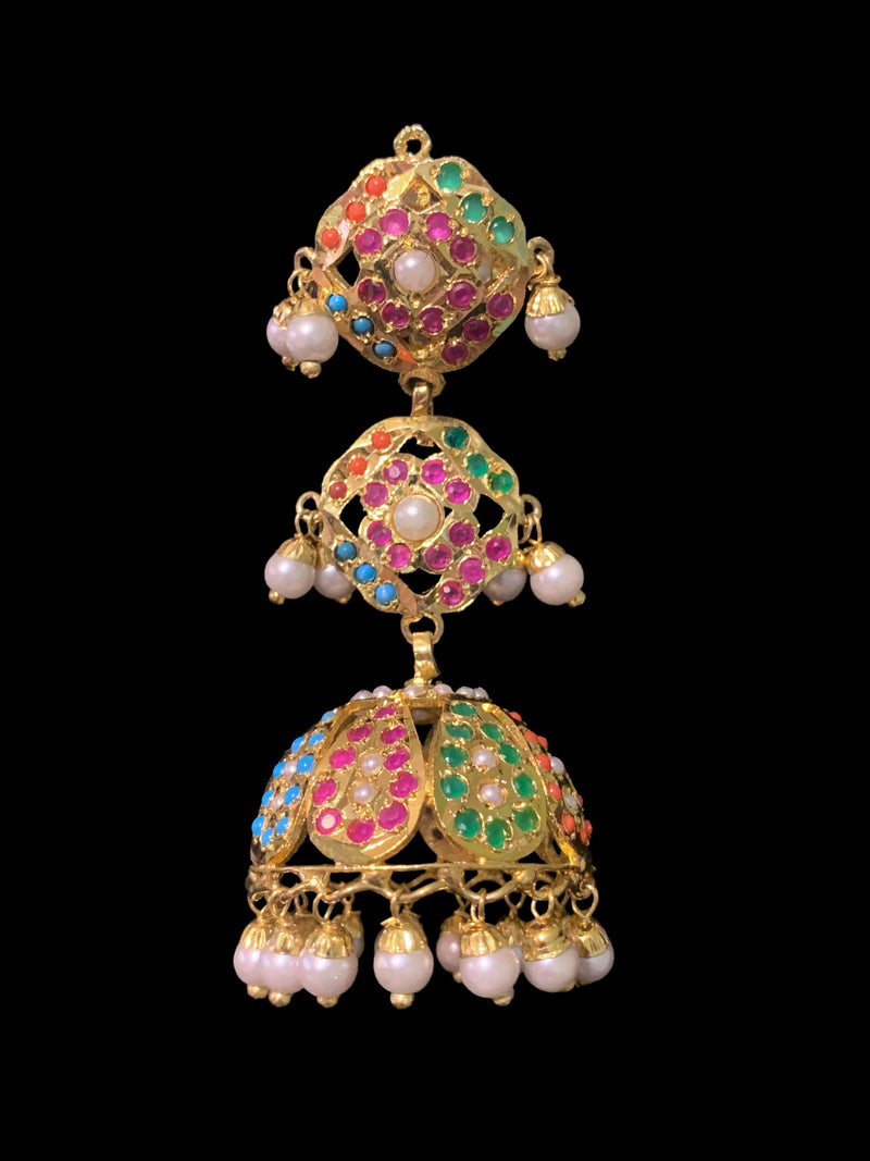 DER394 Hina jhumka navratan ( SHIPS IN 4 WEEKS )