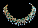 NS373 Malavika necklace set in green     ( SHIPS IN 4 WEEKS)