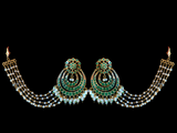 NS373 Malavika necklace set in green     ( SHIPS IN 4 WEEKS)