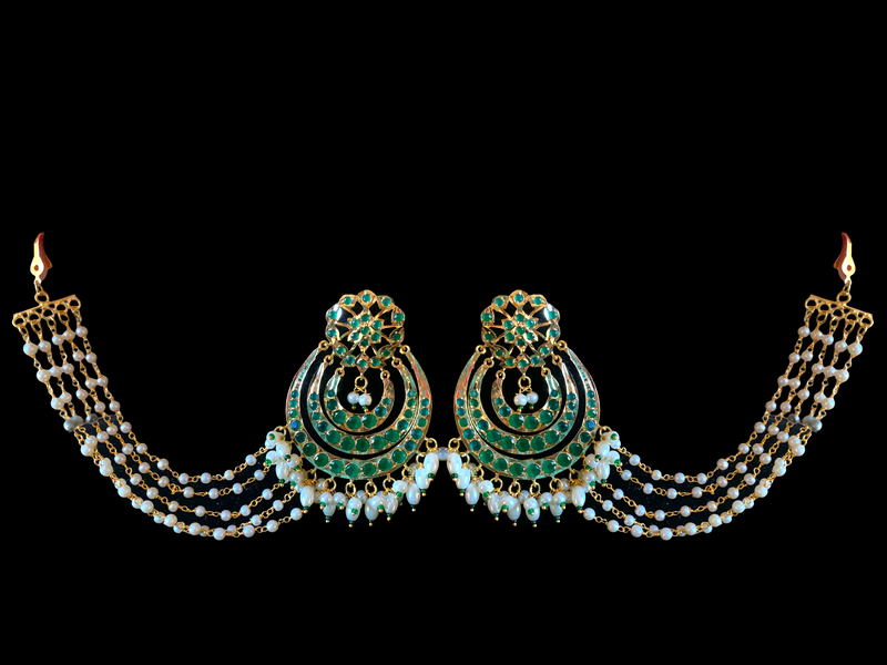 NS373 Malavika necklace set in green     ( SHIPS IN 4 WEEKS)