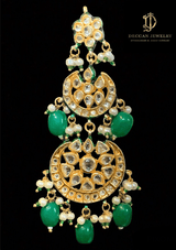 Irina Kundan statement earrings( emerald ) (READY TO SHIP)