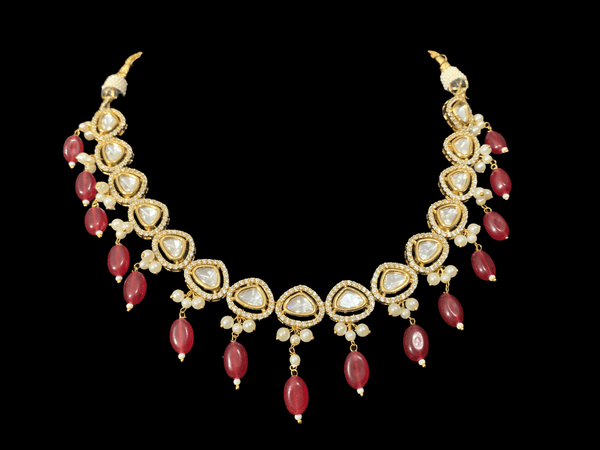 NS2 Surabhi cz polki set with ruby beads (SHIPS IN 4 WEEKS )