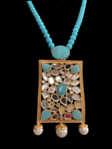 Farshi kundan pendant set in turquoise  ( READY TO SHIP)