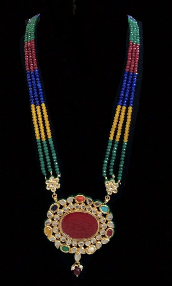 LN155 Neeli navratan rani haar with earrings  ( READY TO SHIP )