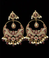 Roma   oversized  chandbali earrings ( Ruby   ) READY TO SHIP