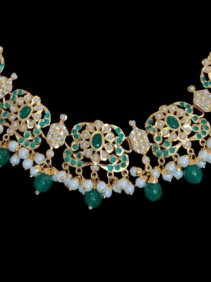 NS75 Niyati necklace set in green   ( SHIPS IN 4 WEEKS  )