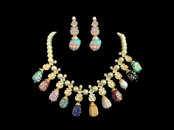 NS79 Meena kundan  necklace  (READY TO SHIP)