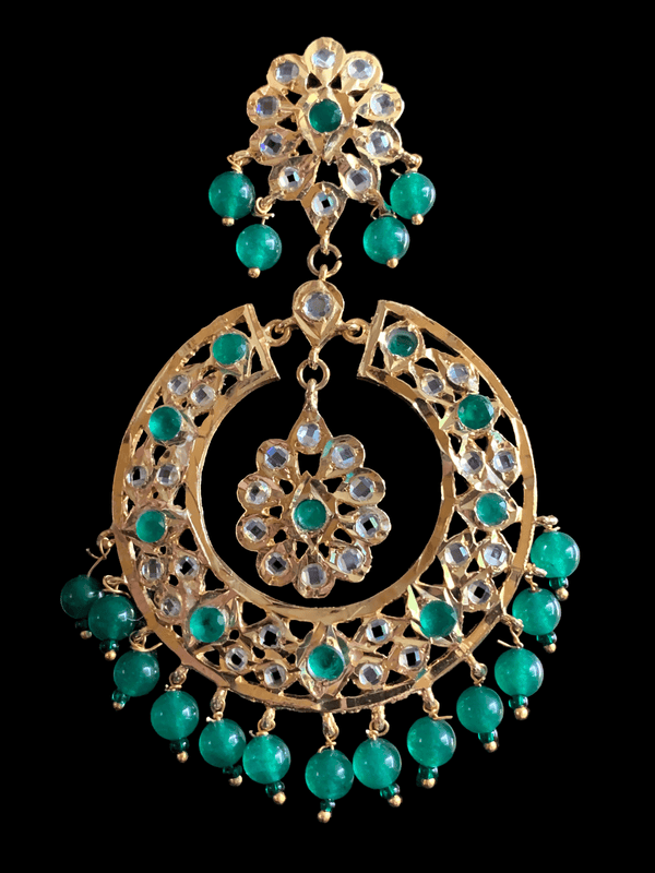 DER174 Reeba chandbali in emeralds (READY TO SHIP )