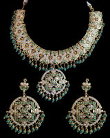 NS136 Ruchika  necklace set in green  ( SHIPS IN 4 WEEKS  )