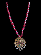 Hania hyderabadi pendant set in ruby emerald  ( READY TO SHIP )