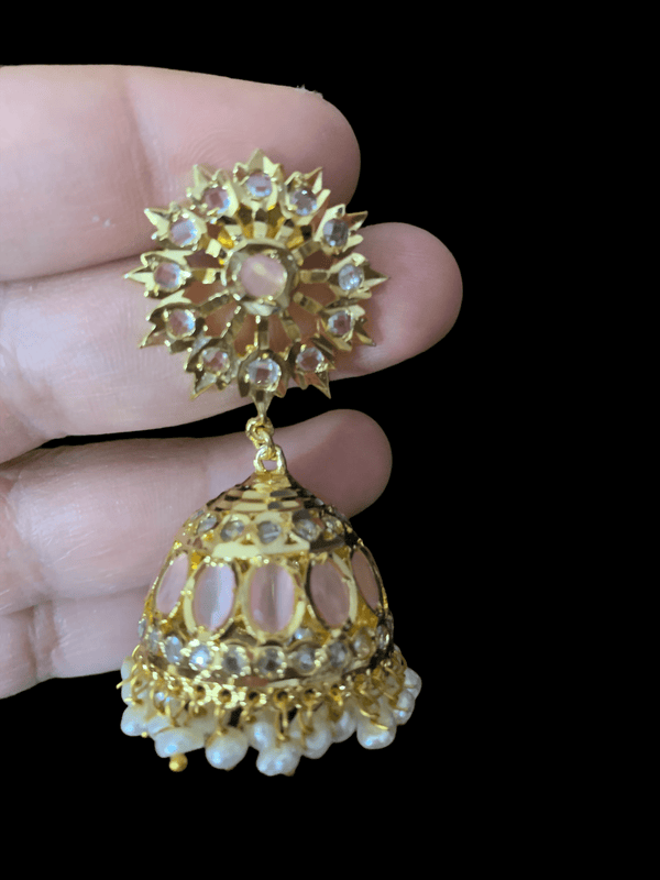 Hyderabadi fresh water pearl jhumka - pink ( READY TO SHIP )