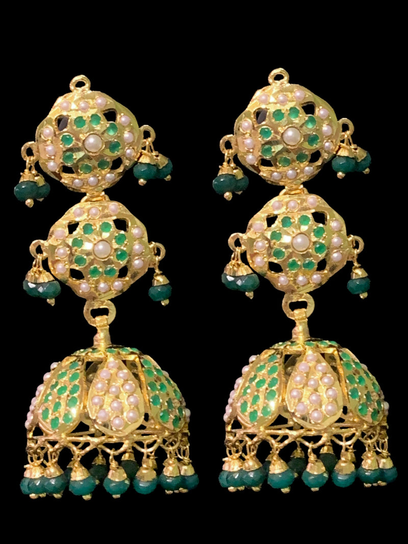 DER395 Hina jhumka ( green  )  (READY TO SHIP )