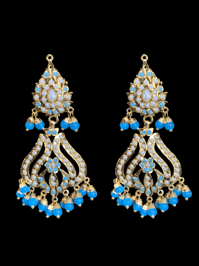 LN126  Sakshi turquoise pearl Jadau Rani haar with earrings tika ( SHIPS IN 4 WEEKS )
