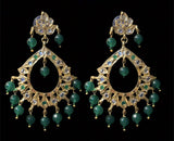 Maria chandbali in green beads  (READY TO SHIP )