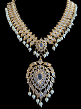 NS205 Ila nizami mango style bridal necklace with earrings in pearls (SHIPS IN 2 WEEKS  )