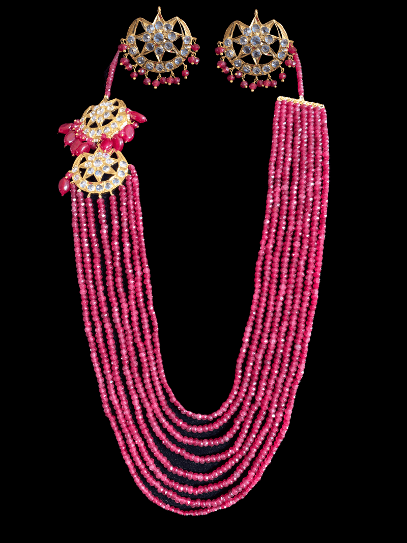 LN45 Darika Multi brooch necklace set in red / ruby beads ( READY TO SHIP )