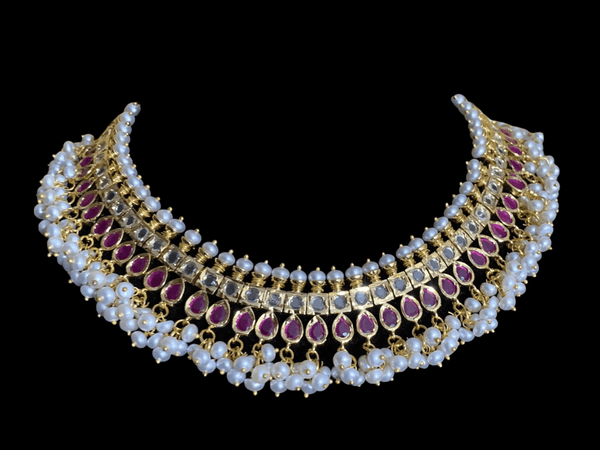 NS330 Faiza necklace set in fresh water pearls    (READY TO SHIP)  )