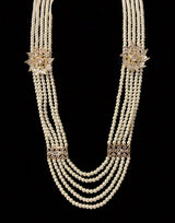 Zarnash gold  plated  ( off white ) long necklace with earrings (READY TO SHIP)