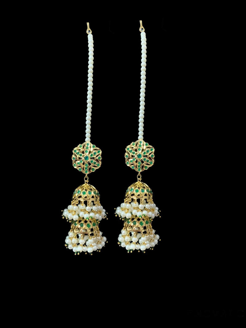 C15 Viya bridal choker set in emerald  and pearls  (SHIPS IN 4 WEEKS )