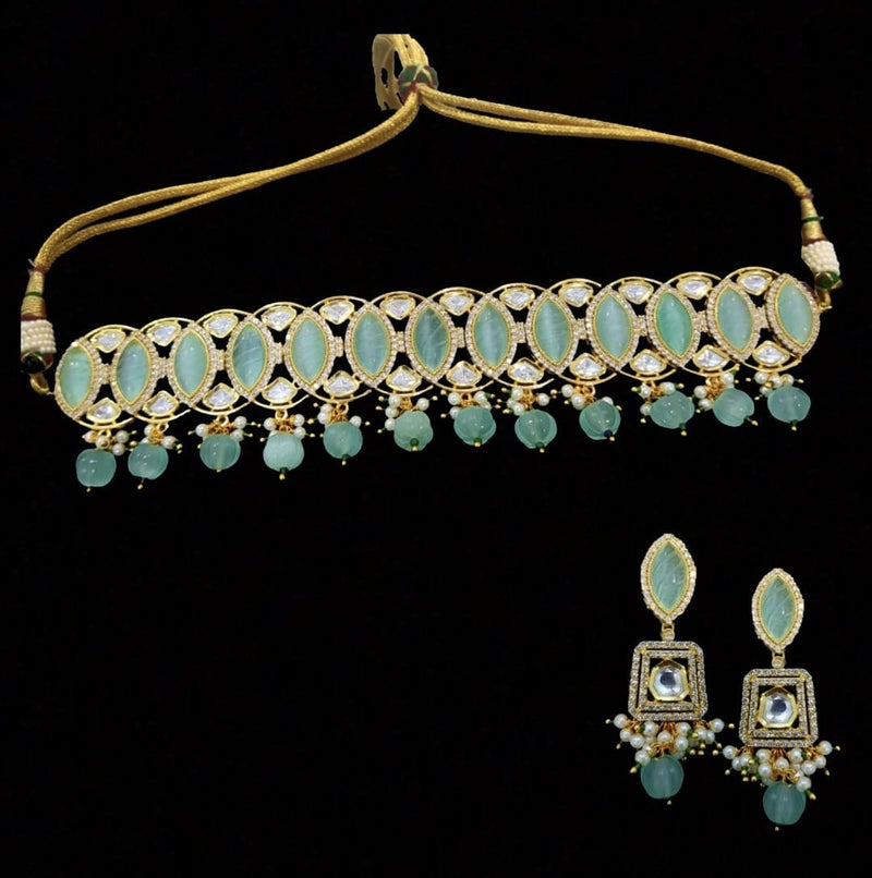 Chavi mint blue polki choker ( SHIPS IN 4 WEEKS )