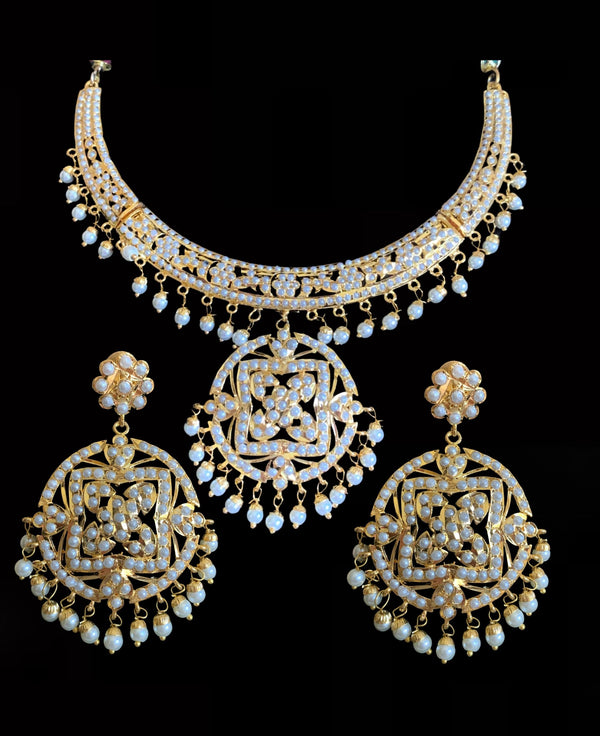 NS188 Ruchika  necklace set in pearls ( READY TO SHIP )