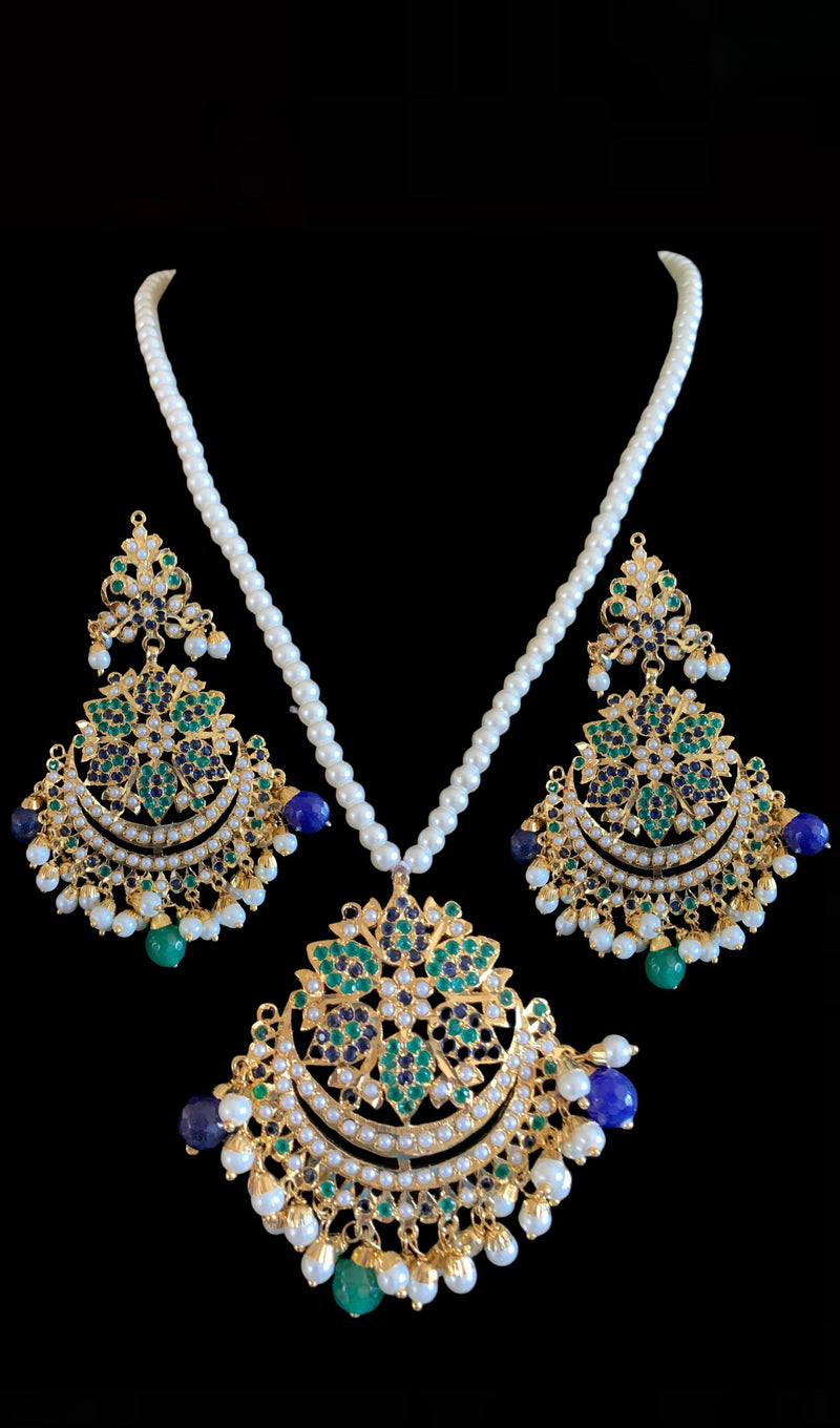 Mohini pendant set ( emerald sapphire   )SHIPS IN 4 WEEKS