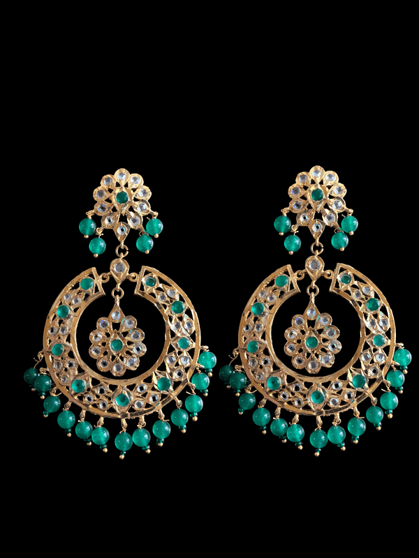 DER174 Reeba chandbali in emeralds (READY TO SHIP )