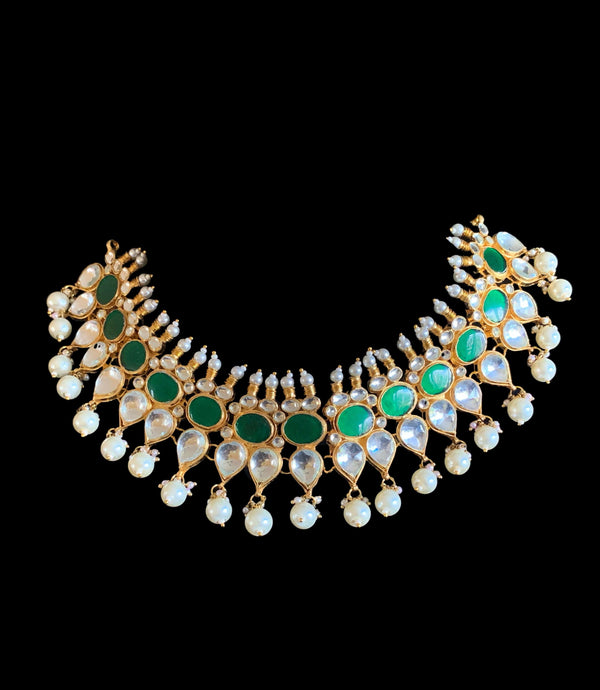 NS124 Sasha pachi kundan necklace with earrings ( READY TO SHIP )