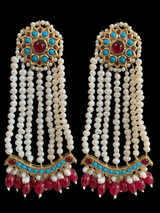 DER213 Ruby feroza gold plated jhoomar earrings , Indian jewellery