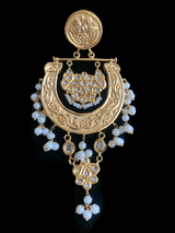 DER262 Jaza kundan chandbali earrings with pearls( READY TO SHIP)