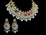 DNS70 Sarabjit Kundan Meena necklace in navratan or multicolor ( READY TO SHIP )