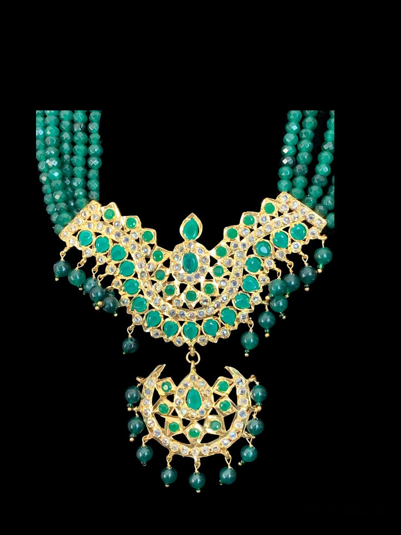 Ramia emerald rani haar with earrings( SHIPS IN 4 WEEKS)