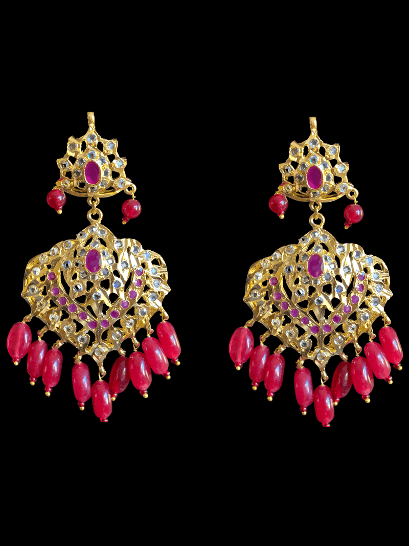 LN109 EKTA Hyderabadi necklace set in ruby beads ( SHIPS IN 4 WEEKS )