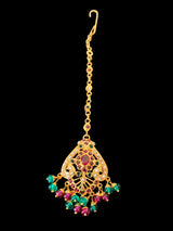 DTK405 Gold plated silver tika in ruby emerald