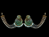 NS373 Malavika necklace set in green     ( SHIPS IN 4 WEEKS)