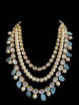 Leila high quality ac kundan necklace with earrings in fluorite beads ( SHIPS IN 4 WEEKS )