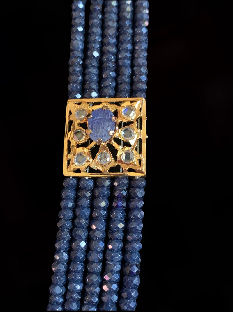 LN40 Hyderabadi Rani haar in sapphire beads and stones ( SHIPS IN 4 WEEKS  )