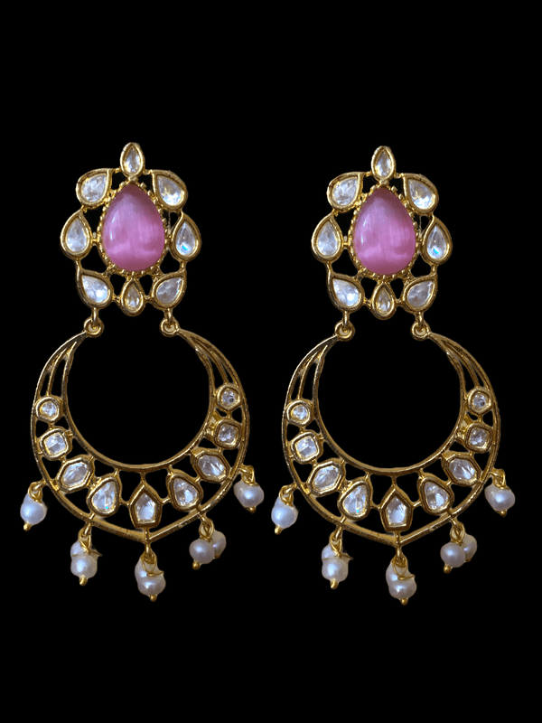 DER65 Evie cz earrings in fresh water pearls - PINK  ( READY TO SHIP)