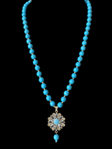 PS58 Naveen Feroza Kundan and beads pendant and earrings set (READY TO SHIP )